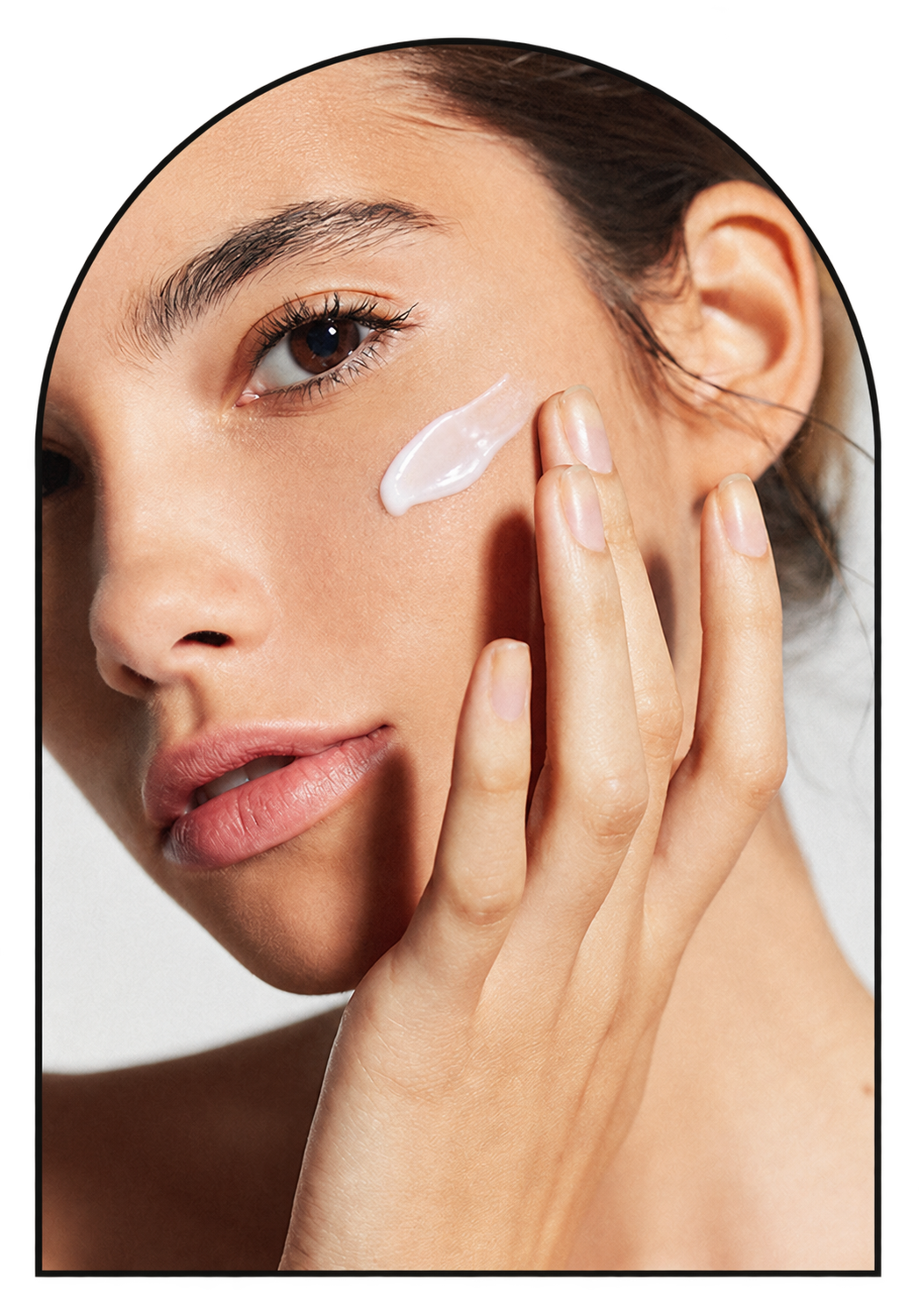 Illustrative facial cream application portrait