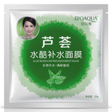Máscara facial com 8 opções (Leite / Seda / Baba de caracol / Vinho tinto / Aloe vera / Laranja / Algas marinhas)