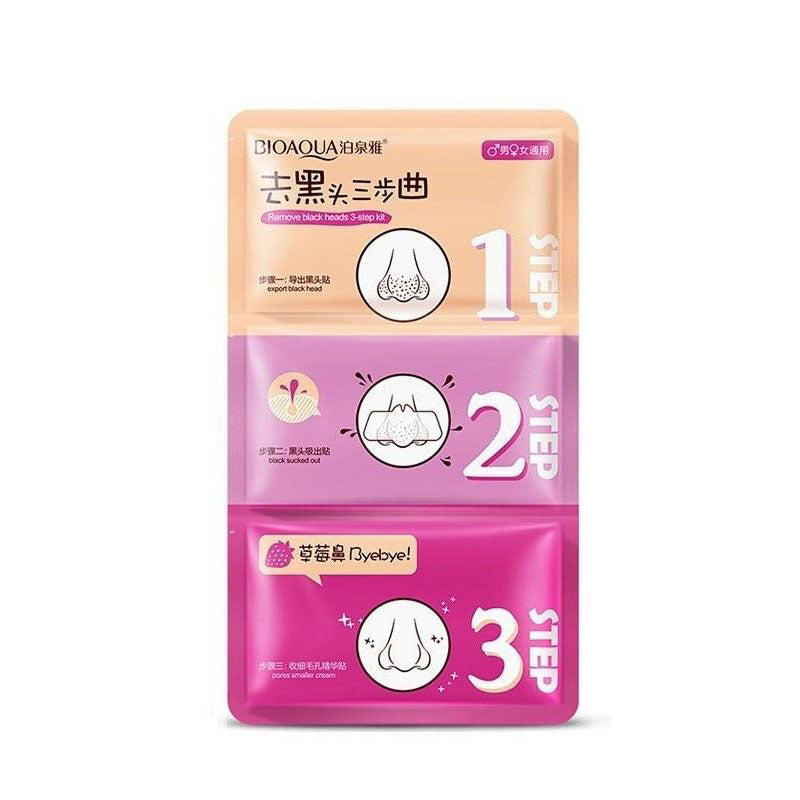 (BQY1825) 3 Steps Pig Nose Blackhead Acne Remover Mask