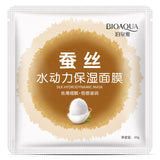 Máscara facial com 8 opções (Leite / Seda / Baba de caracol / Vinho tinto / Aloe vera / Laranja / Algas marinhas)