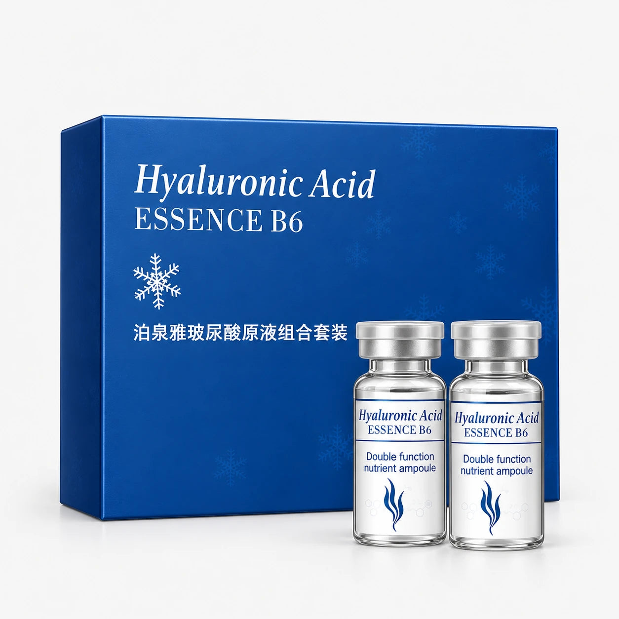 BIOAQUA Hyaluronic Acid Essence B6 product packaging on a light gray background